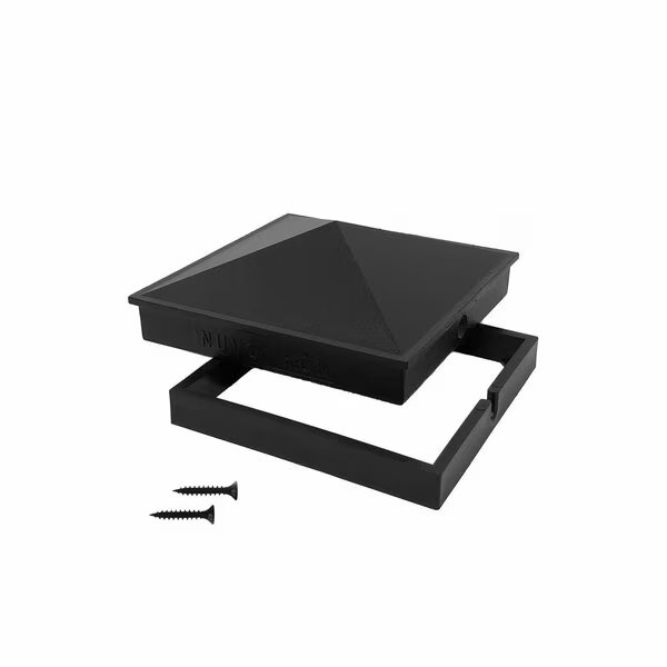 5in x 5in BLACK ALUMINUM ORNAMENTAL PYRAMID POST CAP, Nuvo Iron, Mfr#: PCP13